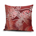 Aotearoa Maori Koru Curves Pillow Cover Silver Ferns - Crimson Red