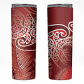 Aotearoa Maori Koru Curves Skinny Tumbler Silver Ferns - Crimson Red