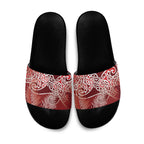 Aotearoa Maori Koru Curves Slide Sandals Silver Ferns - Crimson Red