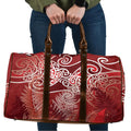 Aotearoa Maori Koru Curves Travel Bag Silver Ferns - Crimson Red