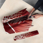 Aotearoa Maori Koru Curves Umbrella Silver Ferns - Crimson Red