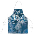 Aotearoa Maori Koru Curves Apron Silver Ferns - Navy Blue
