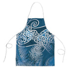Aotearoa Maori Koru Curves Apron Silver Ferns - Navy Blue