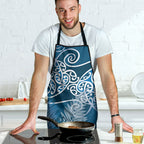 Aotearoa Maori Koru Curves Apron Silver Ferns - Navy Blue