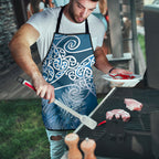 Aotearoa Maori Koru Curves Apron Silver Ferns - Navy Blue