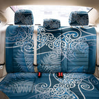 Aotearoa Maori Koru Curves Back Car Seat Cover Silver Ferns - Navy Blue