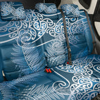 Aotearoa Maori Koru Curves Back Car Seat Cover Silver Ferns - Navy Blue