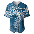 Aotearoa Maori Koru Curves Baseball Jersey Silver Ferns - Navy Blue