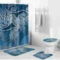 Aotearoa Maori Koru Curves Bathroom Set Silver Ferns - Navy Blue