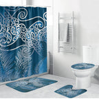 Aotearoa Maori Koru Curves Bathroom Set Silver Ferns - Navy Blue