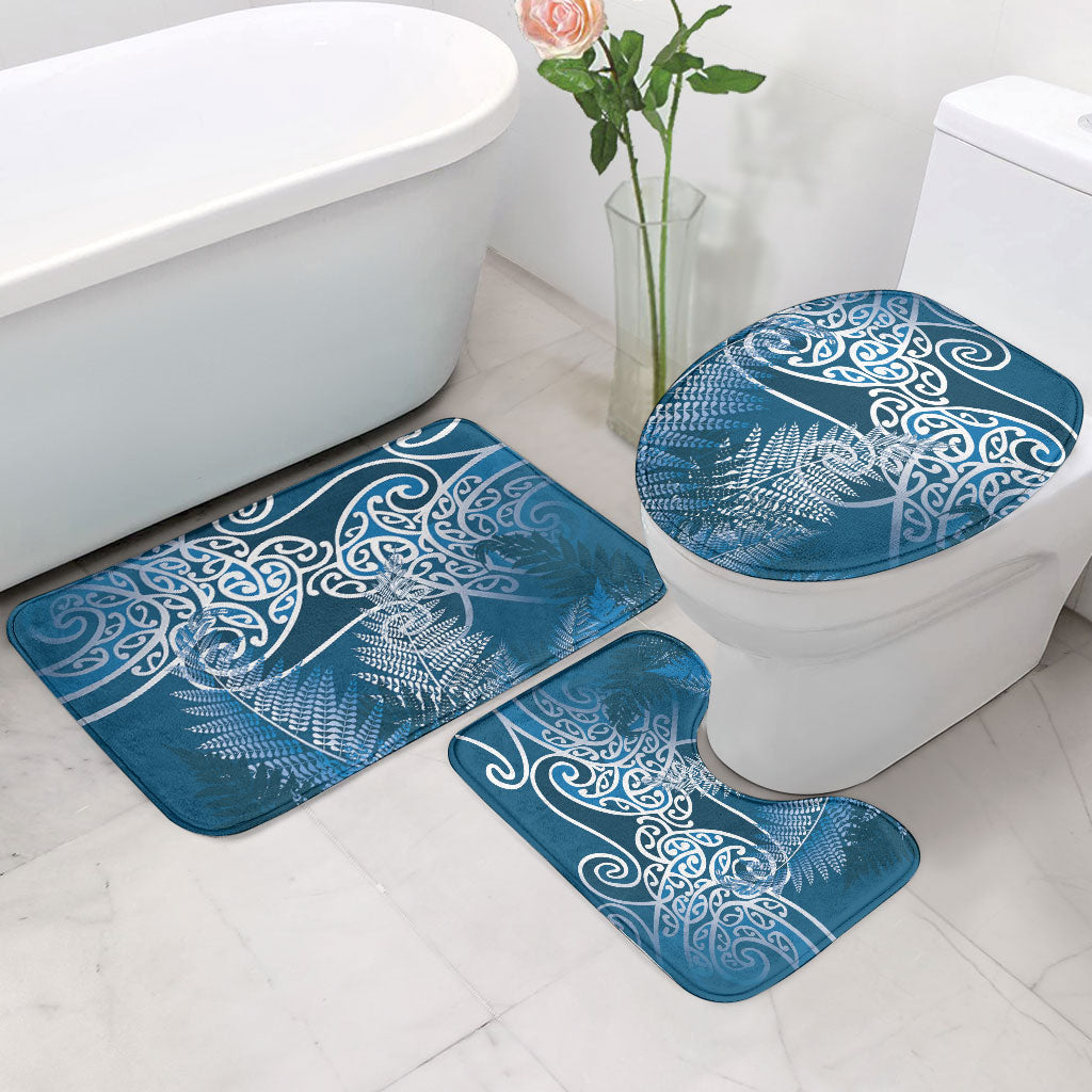 Aotearoa Maori Koru Curves Bathroom Set Silver Ferns - Navy Blue