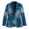 Aotearoa Maori Koru Curves Blazer Silver Ferns - Navy Blue