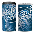 Aotearoa Maori Koru Curves 4 in 1 Can Cooler Tumbler Silver Ferns - Navy Blue