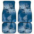 Aotearoa Maori Koru Curves Car Mats Silver Ferns - Navy Blue