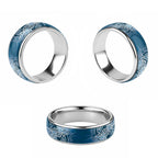 Aotearoa Maori Koru Curves Classic Ring Silver Ferns - Navy Blue