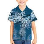 Aotearoa Maori Koru Curves Hawaiian Shirt Silver Ferns - Navy Blue