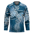 Aotearoa Maori Koru Curves Hockey Jersey Silver Ferns - Navy Blue