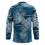 Aotearoa Maori Koru Curves Hockey Jersey Silver Ferns - Navy Blue