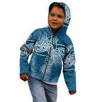 Aotearoa Maori Koru Curves Kid Hoodie Silver Ferns - Navy Blue