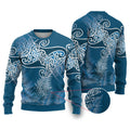 Aotearoa Maori Koru Curves Ugly Christmas Sweater Silver Ferns - Navy Blue