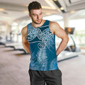 Aotearoa Maori Koru Curves Men Tank Top Silver Ferns - Navy Blue