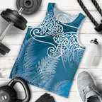 Aotearoa Maori Koru Curves Men Tank Top Silver Ferns - Navy Blue