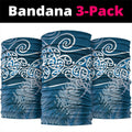 Aotearoa Maori Koru Curves Neck Gaiter Silver Ferns - Navy Blue