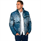 Aotearoa Maori Koru Curves Padded Jacket Silver Ferns - Navy Blue