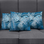 Aotearoa Maori Koru Curves Pillow Cover Silver Ferns - Navy Blue