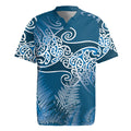 Aotearoa Maori Koru Curves Rugby Jersey Silver Ferns - Navy Blue