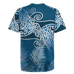 Aotearoa Maori Koru Curves Rugby Jersey Silver Ferns - Navy Blue