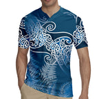 Aotearoa Maori Koru Curves Rugby Jersey Silver Ferns - Navy Blue