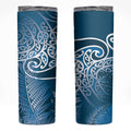Aotearoa Maori Koru Curves Skinny Tumbler Silver Ferns - Navy Blue