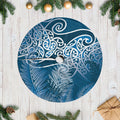 Aotearoa Maori Koru Curves Tree Skirt Silver Ferns - Navy Blue