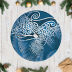 Aotearoa Maori Koru Curves Tree Skirt Silver Ferns - Navy Blue