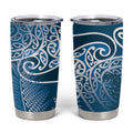 Aotearoa Maori Koru Curves Tumbler Cup Silver Ferns - Navy Blue