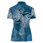 Aotearoa Maori Koru Curves Women Polo Shirt Silver Ferns - Navy Blue