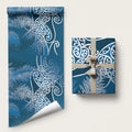 Aotearoa Maori Koru Curves Wrapping Paper Silver Ferns - Navy Blue