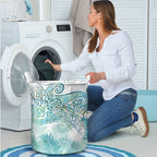 Aotearoa Maori Koru Curves Laundry Basket Mossy Paua Shell