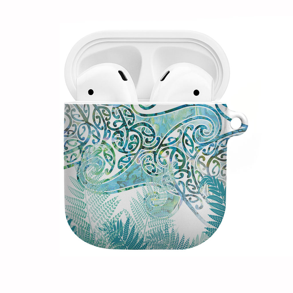 Aotearoa Maori Koru Curves AirPods Case Mossy Paua Shell