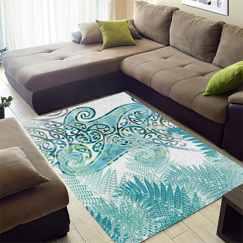 Aotearoa Maori Koru Curves Area Rug Mossy Paua Shell