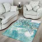 Aotearoa Maori Koru Curves Area Rug Mossy Paua Shell