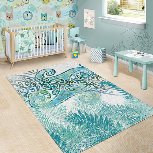 Aotearoa Maori Koru Curves Area Rug Mossy Paua Shell