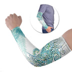 Aotearoa Maori Koru Curves Arm Sleeves Mossy Paua Shell