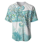 Aotearoa Maori Koru Curves Baseball Jersey Mossy Paua Shell