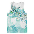 Aotearoa Maori Koru Curves Basketball Jersey Mossy Paua Shell