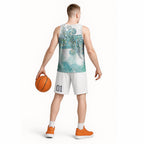 Aotearoa Maori Koru Curves Basketball Jersey Mossy Paua Shell