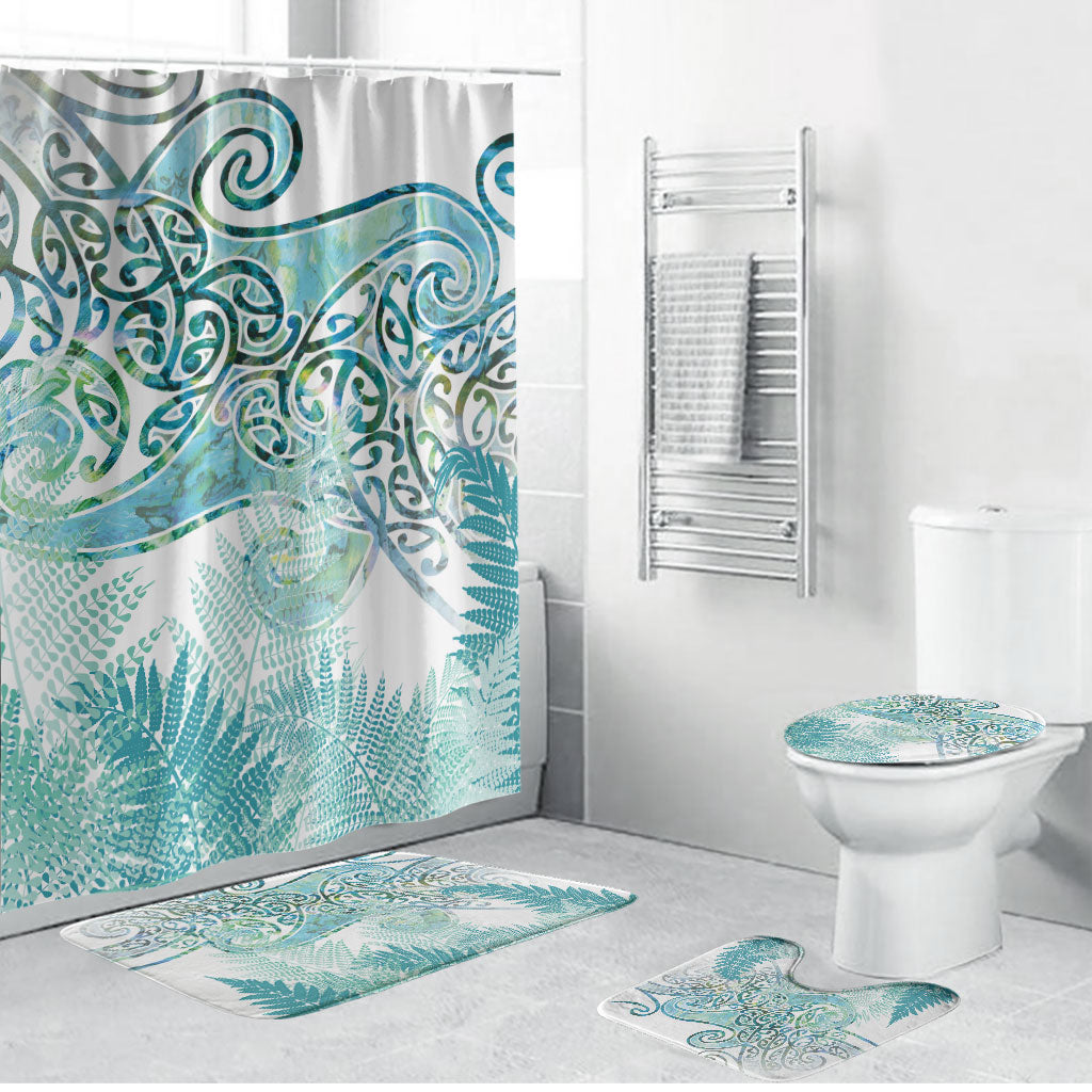 Aotearoa Maori Koru Curves Bathroom Set Mossy Paua Shell