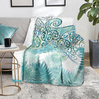 Aotearoa Maori Koru Curves Blanket Mossy Paua Shell