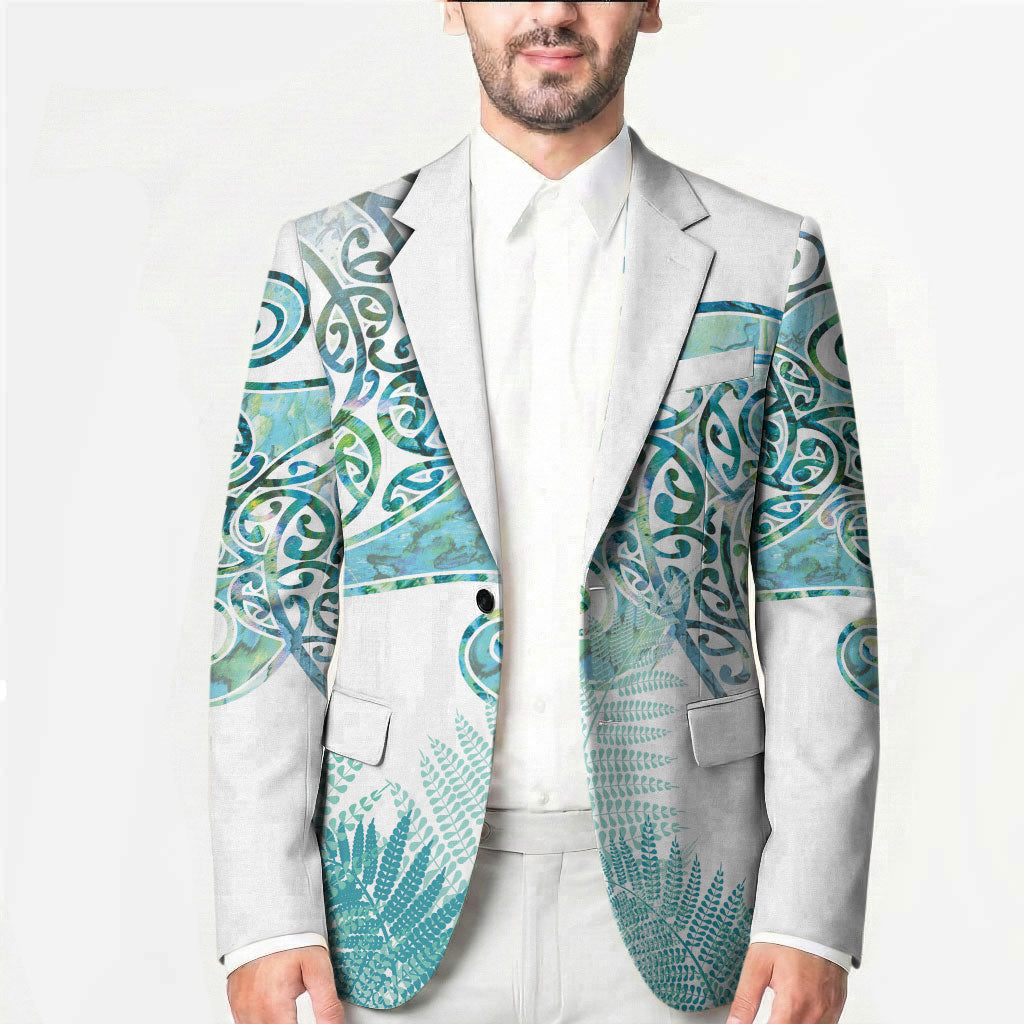 Aotearoa Maori Koru Curves Blazer Mossy Paua Shell